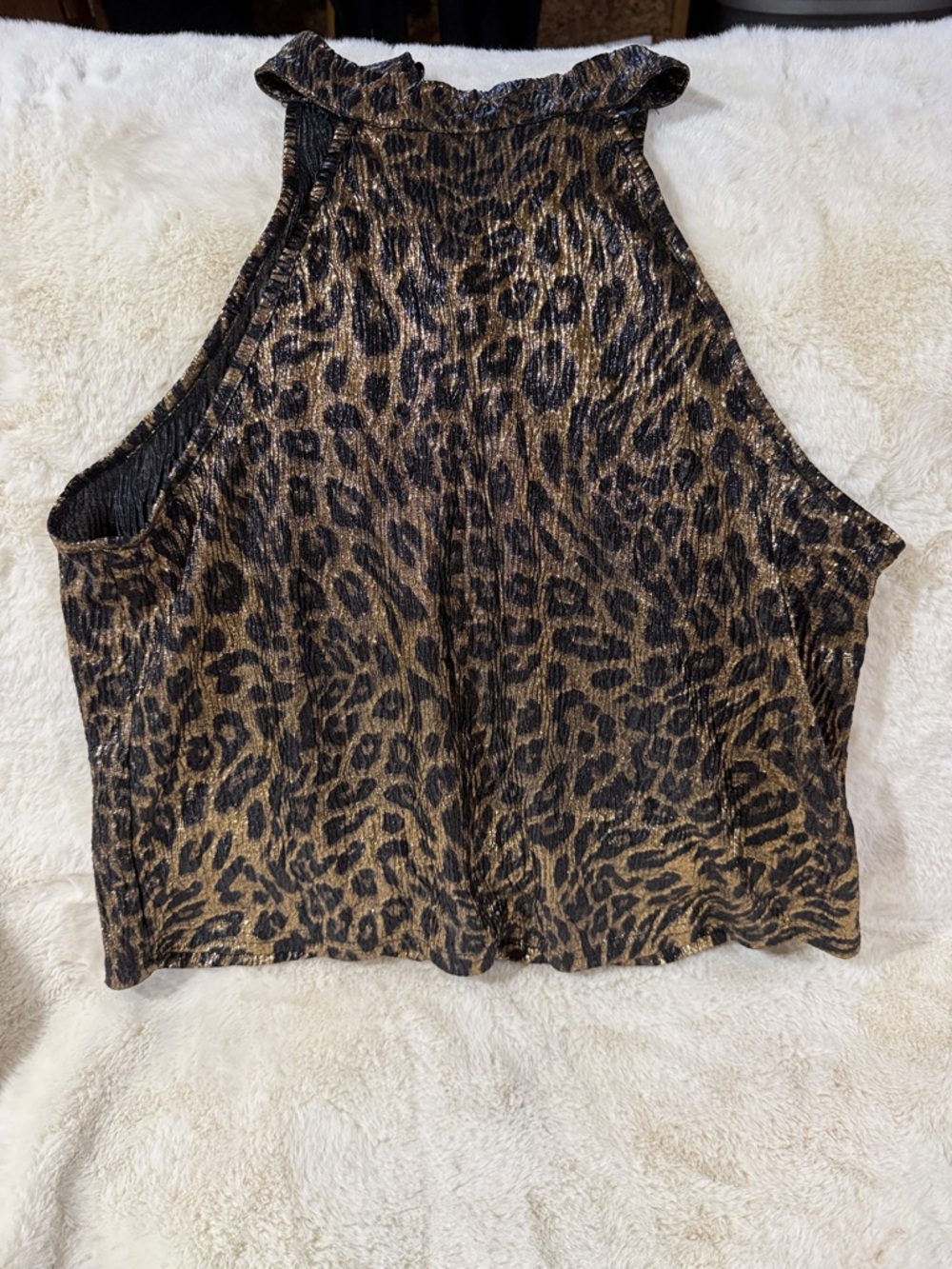 Gold and Black Leopard Metallic Crop Tank